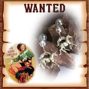 Western Style Horse and Swarovski Crystal Earrings